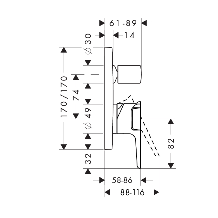 Axor 36455820 смеситель скрытый Brushed Nickel