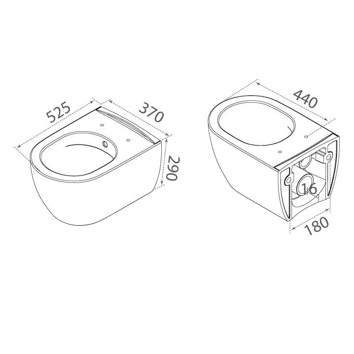 Унитаз-биде Boheme 961-SET-2-B Black подвесной