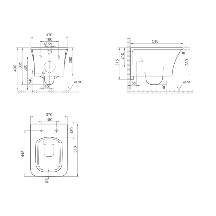 Boheme 965-W унитаз Mirage подвесной, 37x51 см