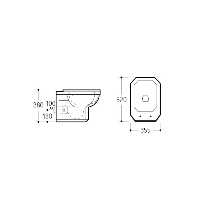 Boheme 944 унитаз подвесной White 35.5x52 см
