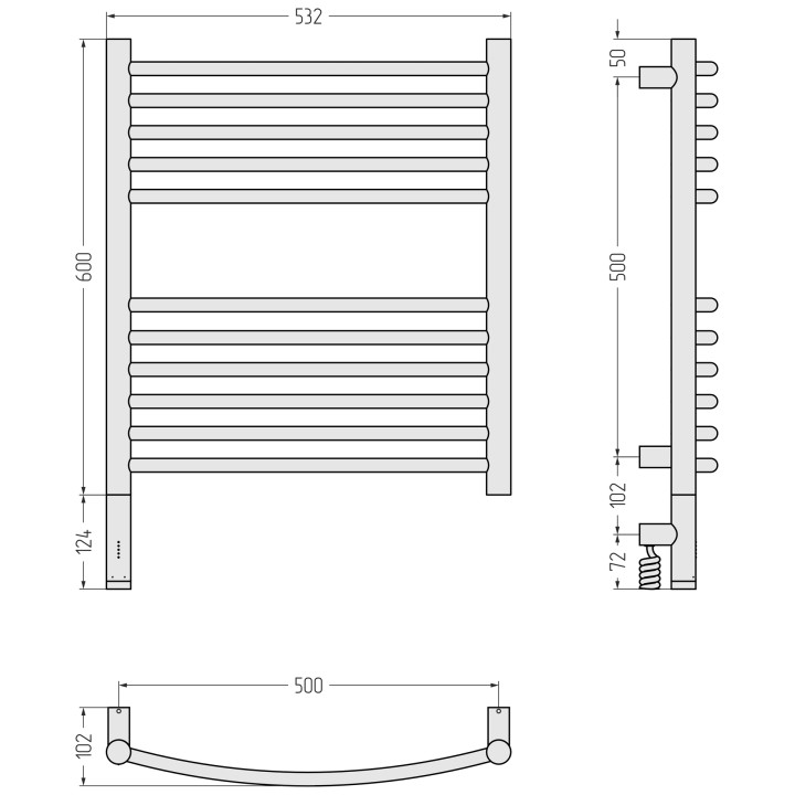 Полотенцесушитель Сунержа 60х50 см, 05-6002-6050