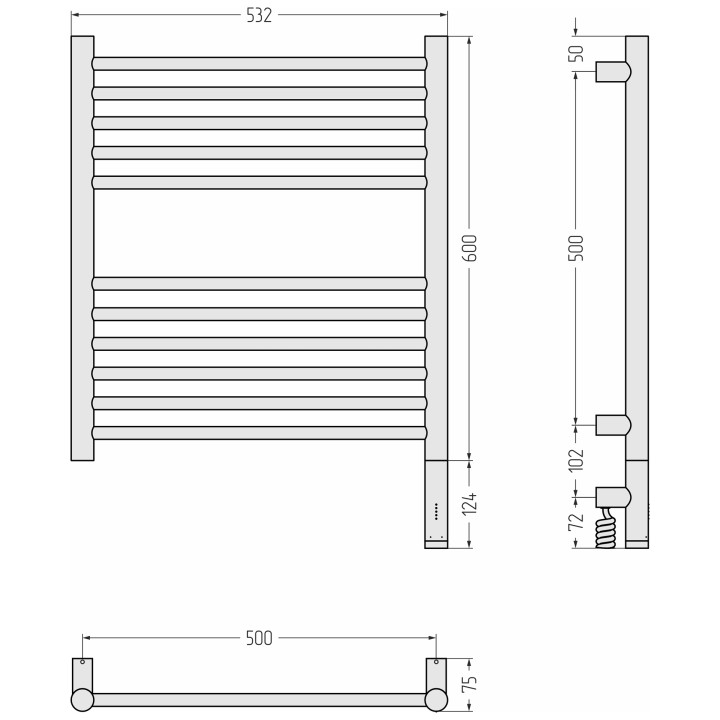 Полотенцесушитель Сунержа в матовом золоте, 032-6005-6050