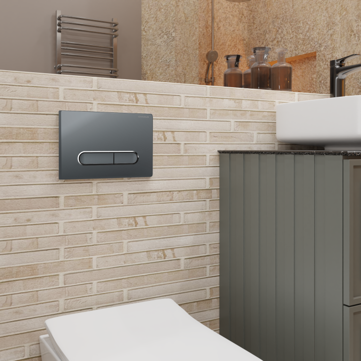 Клавиша смыва Charus Magnus серый - современный дизайн, FP.340.GRP.01