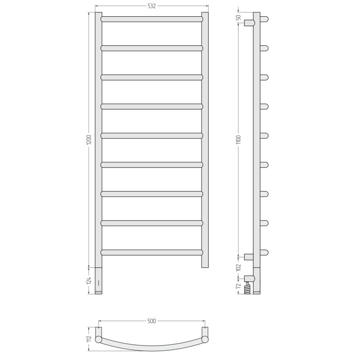 Сунержа Галант 3.1 - Полотенцесушитель золото, 03-6000-1250