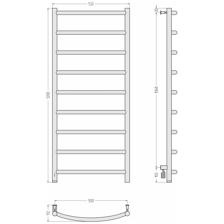 Полотенцесушитель Сунержа Галант 4.0, 071-0830-1250