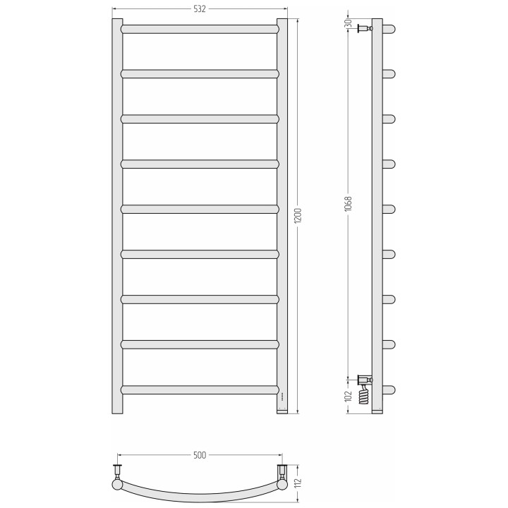 Полотенцесушитель Сунержа Галант 4.0, 30-0831-1250