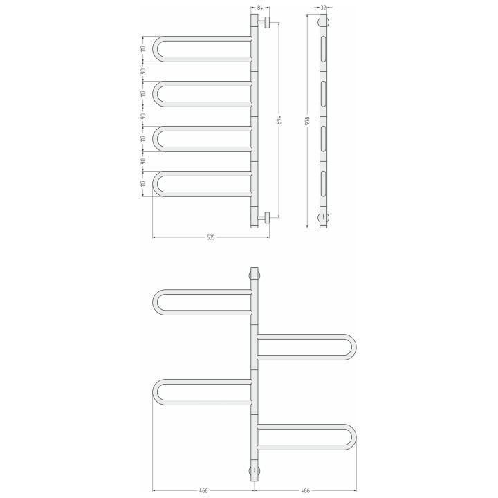 Полотенцесушитель Сунержа Парео 4.0 золото, 03-0823-0978