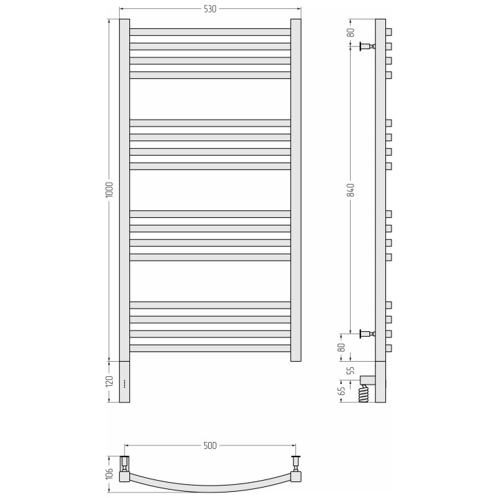 Полотенцесушитель Сунержа Аркус 3.0, 00-5704-1050