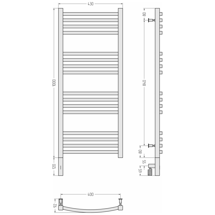 Полотенцесушитель Сунержа Аркус 3.0, 00-5704-1040