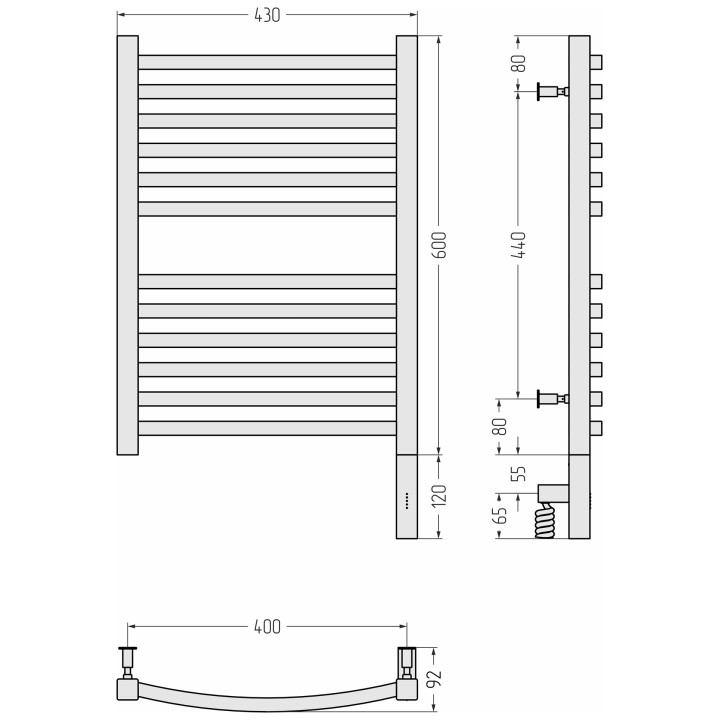 Полотенцесушитель Аркус 3.0 титан, 15-5705-6040