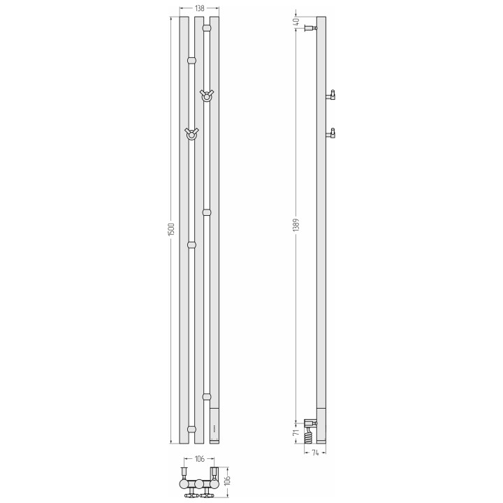 Полотенцесушитель Сунержа 150х10 см сатин, 071-5845-1511