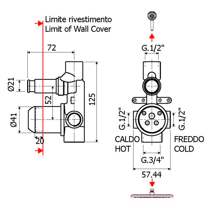 Встраиваемая часть для душа Plumberia IXO черный матовый, INT0036NO