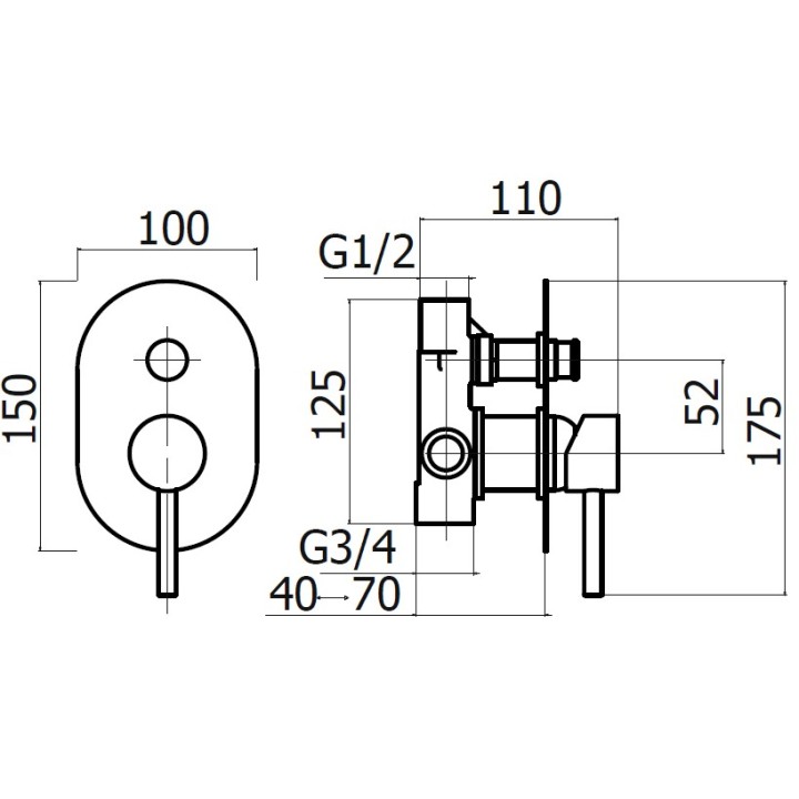 Смеситель для душа Plumberia Selection IXO хром брашированный, KIT1001CS