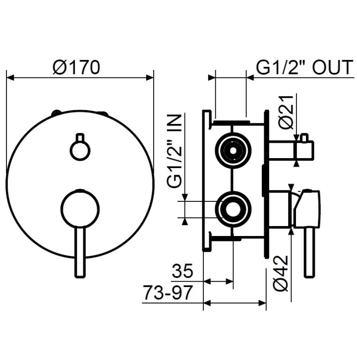 Смеситель для душа Plumberia Selection IXO хром, KIT1901CR