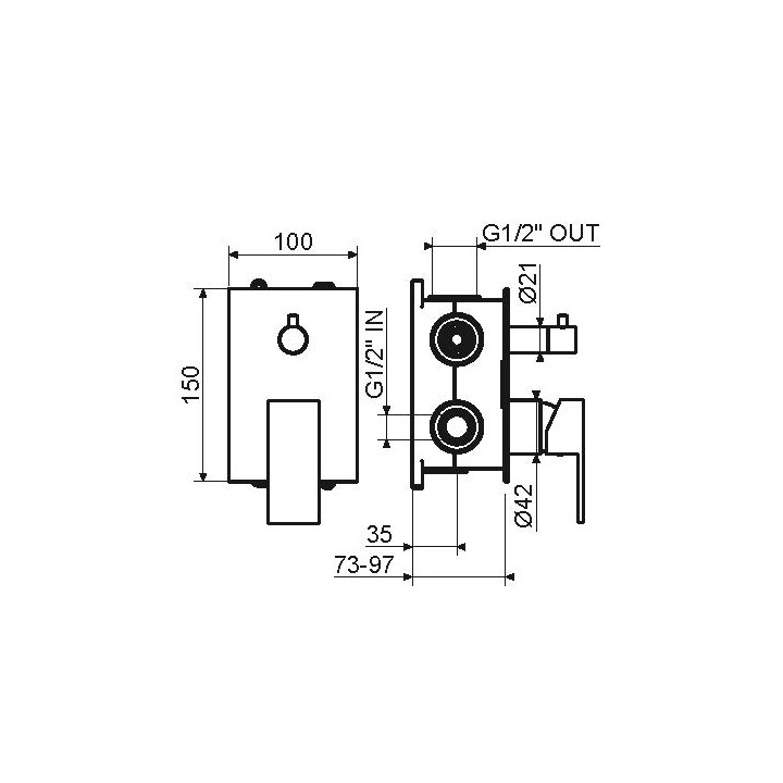 Смеситель Plumberia для душа TAG хром - 2.3 кг, KITTG1901CR